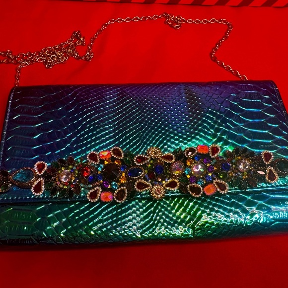 Custom Jeweled B by Bakers Iridescent Clutch Bag – Pre-Owned Statement Piece - Picture 1 of 5